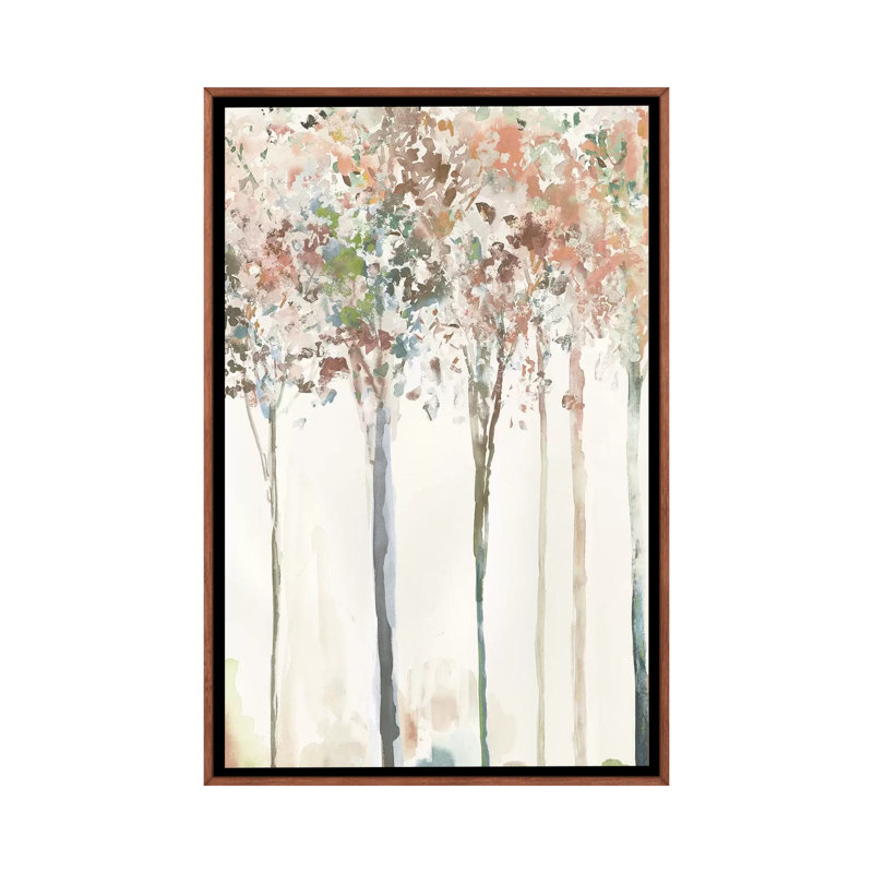 "Golden Trees I" par Allison Pearce, reproduction d’art, Pas de tapis, Toile avec cadre en bois brun classique