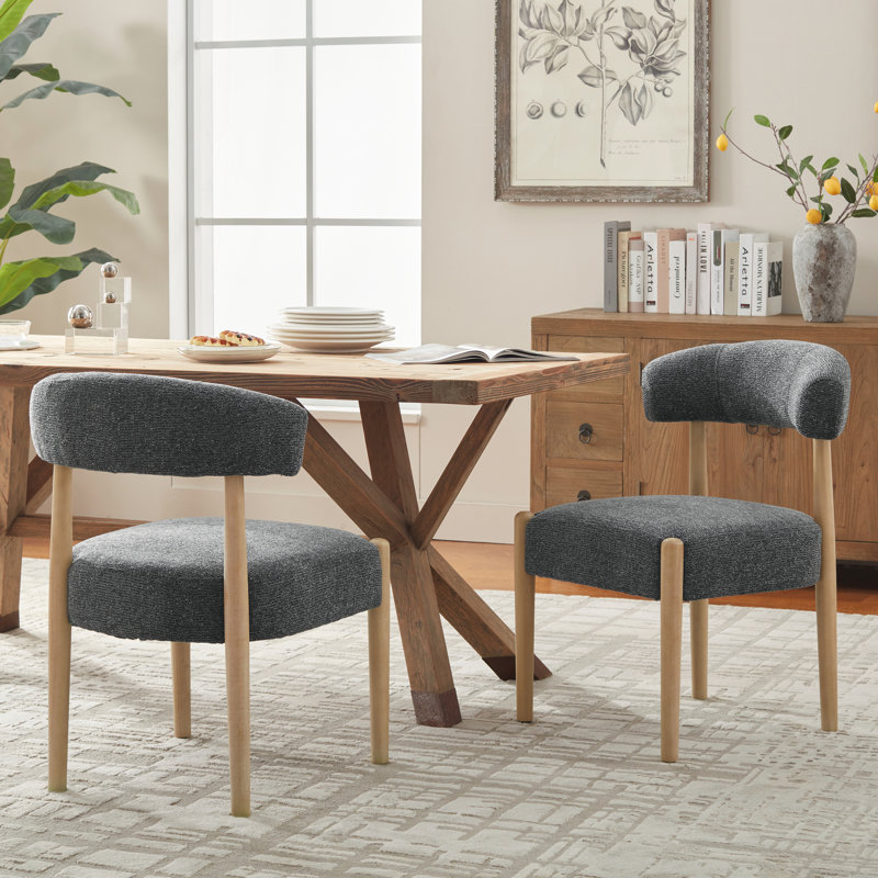 19.1'' H Upholstered Side Dining Chair (Set Of 2), Black/Brown