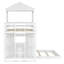 Lit superposé simple en bois sur lit double, lit mezzanine avec maisonnette, maison de campagne, échelle et garde-corps-457616894