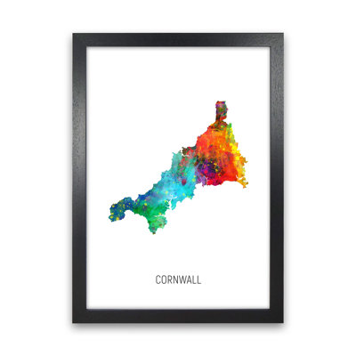 Cornwall Watercolour Map by Michael Tompsett - Print