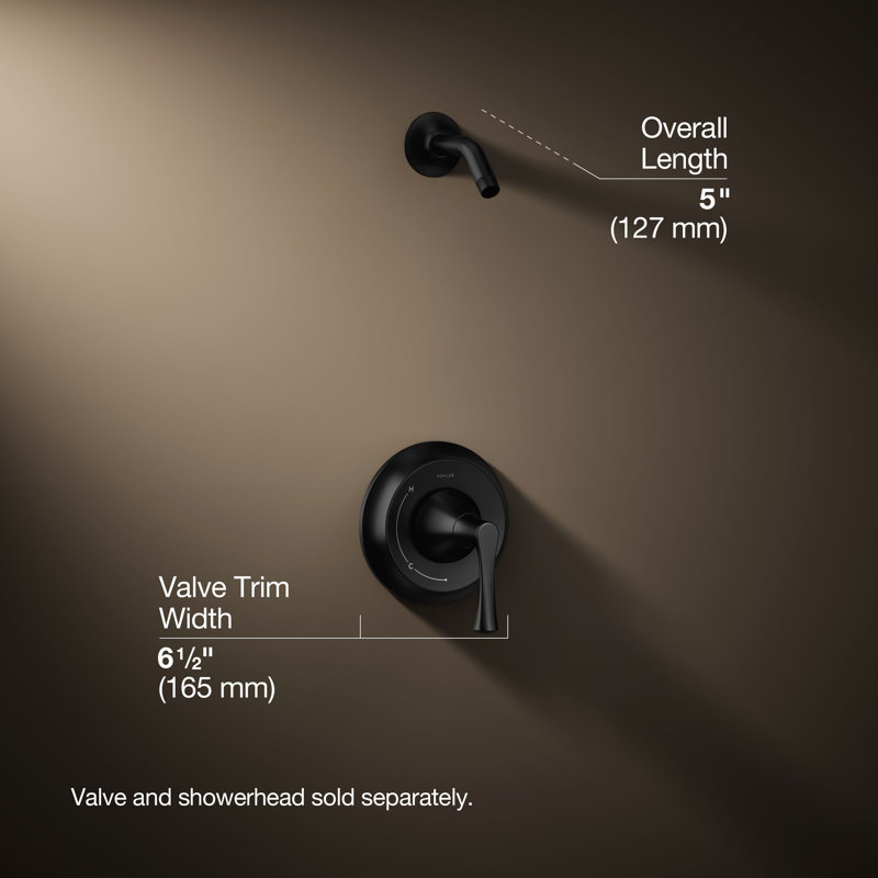 Buckley Rite-Temp Shower Trim Kit, Without Showerhead, Matte Black