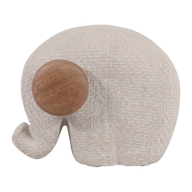 Sculpture d'éléphant naturel avec décor en bois pour le salon ou la maison - Statue d'objet décoratif pour décorations de table - 9 po, brun clair et brun