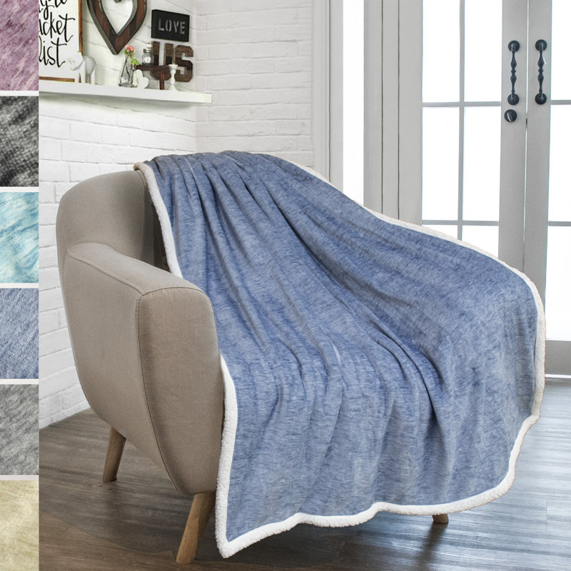  Jeté Melange, L 50 po x L 60 po, Mélange bleu marine