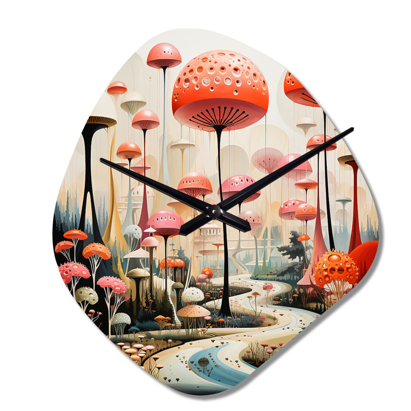 Horloge murale asymétrique en métal colorée Mid-Century Mid-Century, Petit