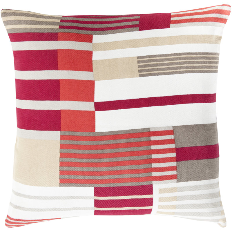 Cotton Reversible Pillow Cover, Pink, 22" H x 22" W x 0.25" D