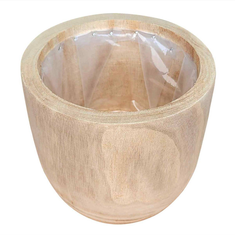 RADIAL Round Indoor Plant Pot for House Plants with Waterproof Liner | Natural Wooden House Planter 