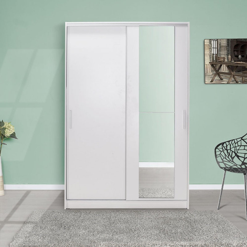 Modern White Wardrobe, Coated Particle Board, 47.2 x 71.7 x 20.5 inches | Durable & Stylish Design | Perfect for Organizing Clothes & Accessories, Elegant Solid Color Finish