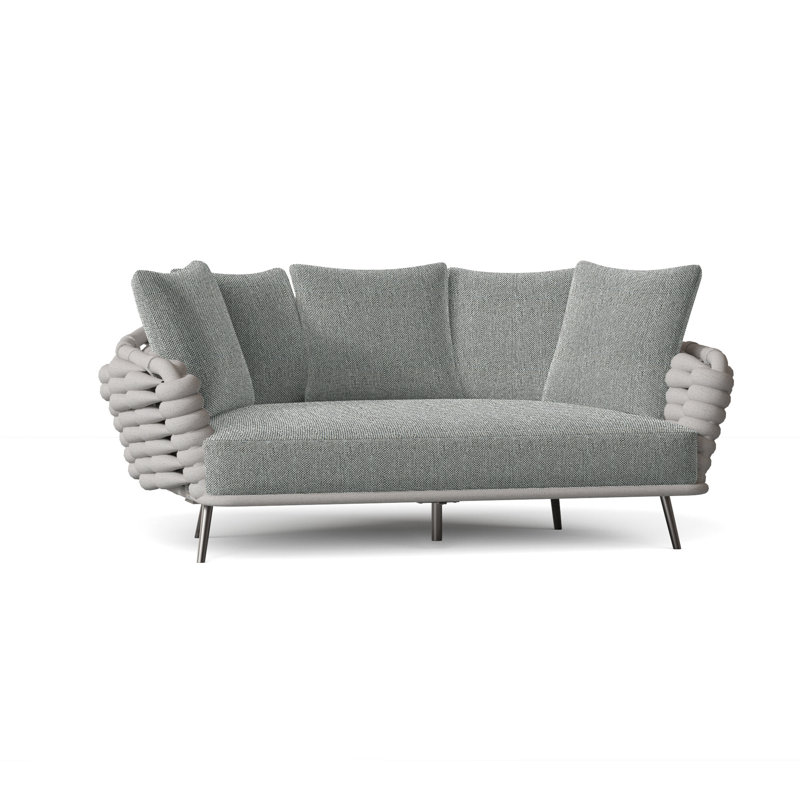 Wailea 70.5" Wide Outdoor Patio Daybed with Cushions, Light Grey/Dark Grey Linen 6032-110