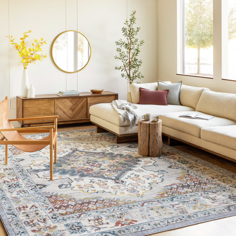 Machine Woven Indoor Rug, Rectangle 80 x 150 cm, Blue/Brown/Grey