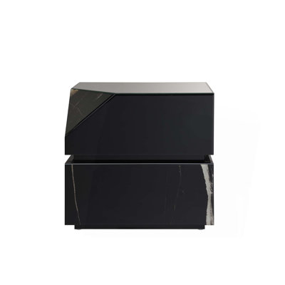 Black Mirrored Finish End Table