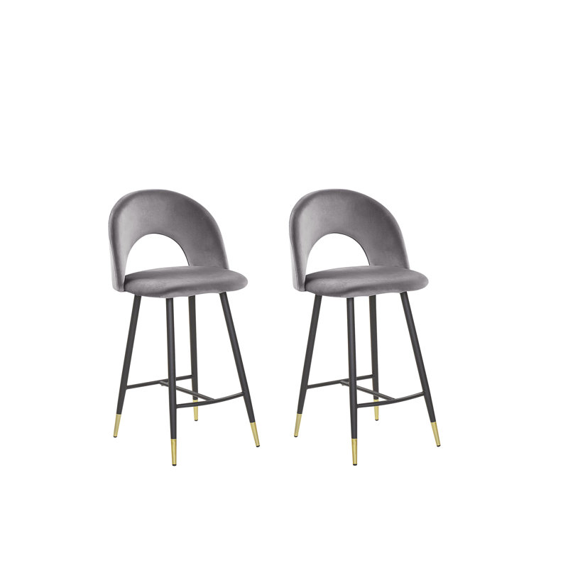 Aubin Upholstered Counter Stool with Metal Frame, Grey