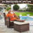 6 Pieces Patio Furniture Set Sectional Wicker Sofa Outdoor Conversation Sets With Swivel Chairs,Table And Ottomans For Garden, Poolside, Backyard-2047616896-2047616902