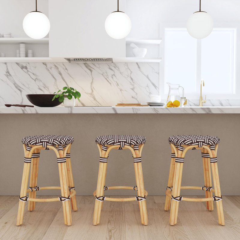 Alastair 24" Rattan Counter Stool - Natural/ Natural Rattan Frame, Natural/Natural Rattan Frame