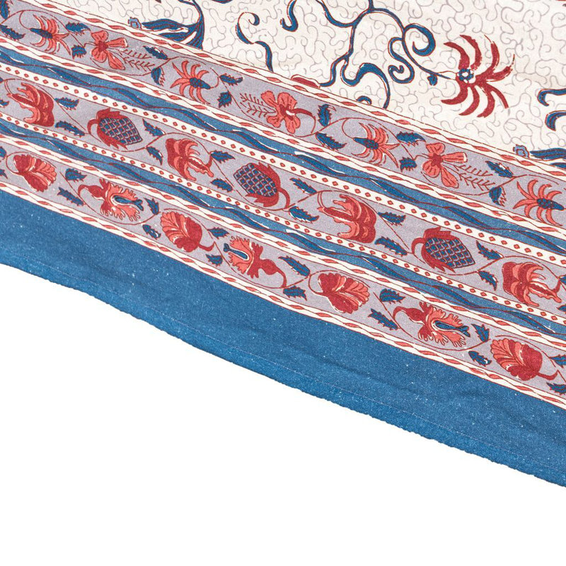 Clowe Tablecloth, 71" W x 142" L, Blue/Red