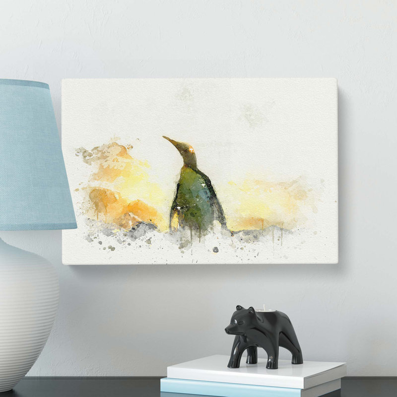 King Penguin In Abstract - Wrapped Canvas, 60cm H x 91cm W x 3cm D