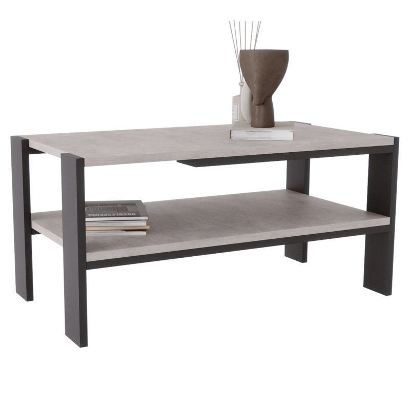 Lurine Four Leg Coffee Table with Storage, Concrete