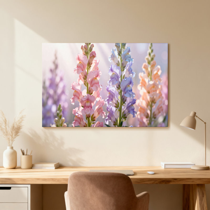 Plantes et fleurs Fleurs pastel sur fond doux, H 12 po x l 18 po, Noir, Impression encadrée sans passe-partout