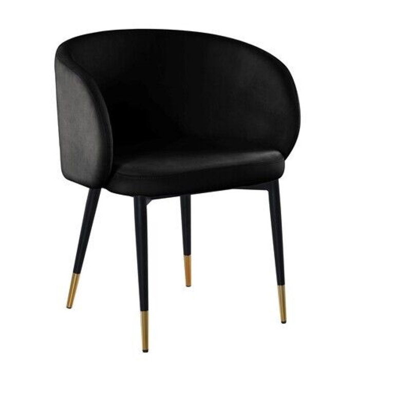 Fauteuil d'appoint en velours noir avec bordure dorée, Black