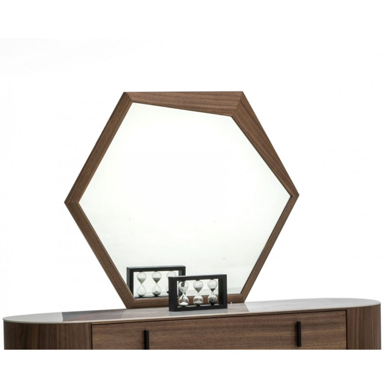 Aman - Miroir moderne en noyer