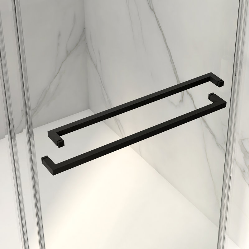 56-60"W X 70"H Frameless Double Sliding Shower Door,5/16" (8Mm) Thick SGCC Tempered Clear Glass, Matte Black