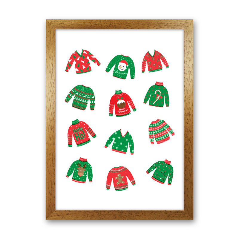Christmas Jumpers - Print, Brown Framed, 46cm H x 34cm W x 3cm D