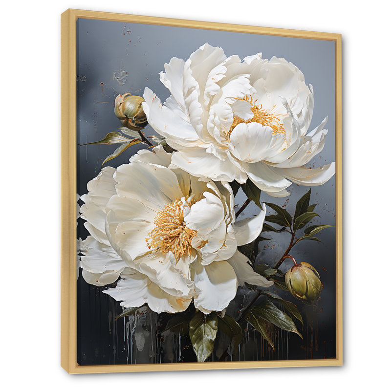 Beige Whispers Of Peony IV sur impression sur toile, Cadre flottant naturel, H 44 po x l 34 po x P 1,5 po