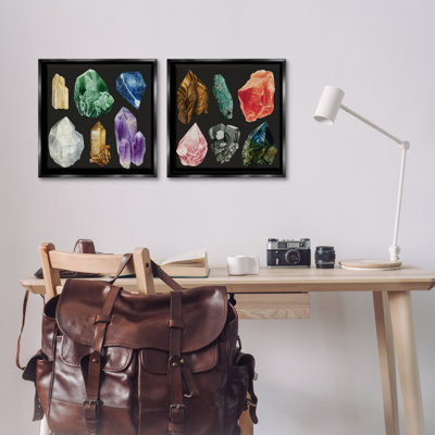  Various Gemstones on 2 PC Framed Floater Canvas Set by Grace Popp