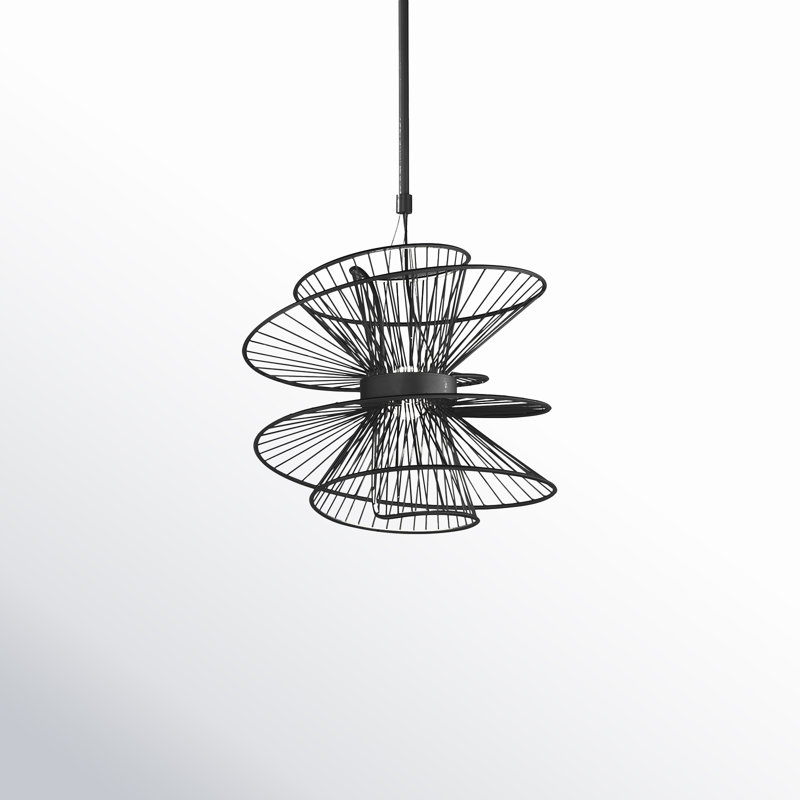 Kemi 2 - Light LED Unique/Statement Pendant, Black, 19.75" H x 20" W x 20" D