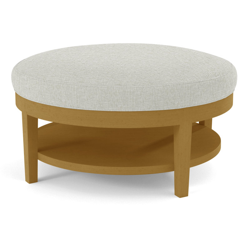 Midtown Upholstered Ottoman, Beige Performance Fabric; 0851-73, Honey Finish