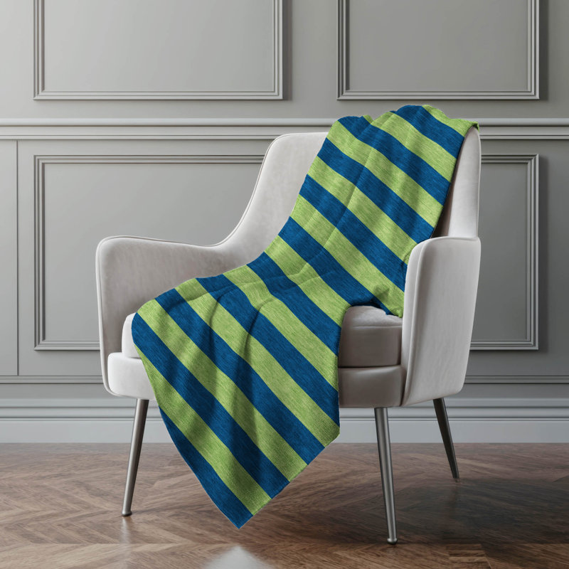 Jeté en sherpa Addison, Bleu marine / rayures vertes