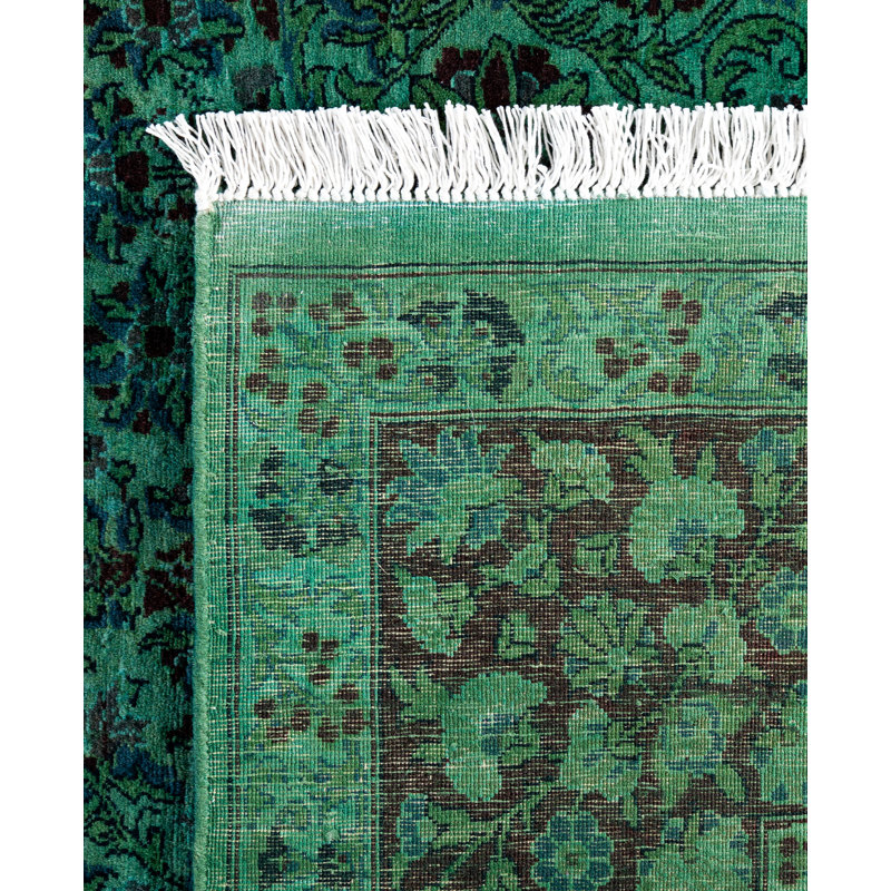 Overdyed Hand-Knotted Wool Modern-Contemporary Green Area Rug 6' 0" x 8' 10"