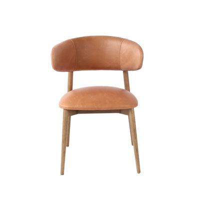 Chaise rembourrée en cuir Olimpio, noisette