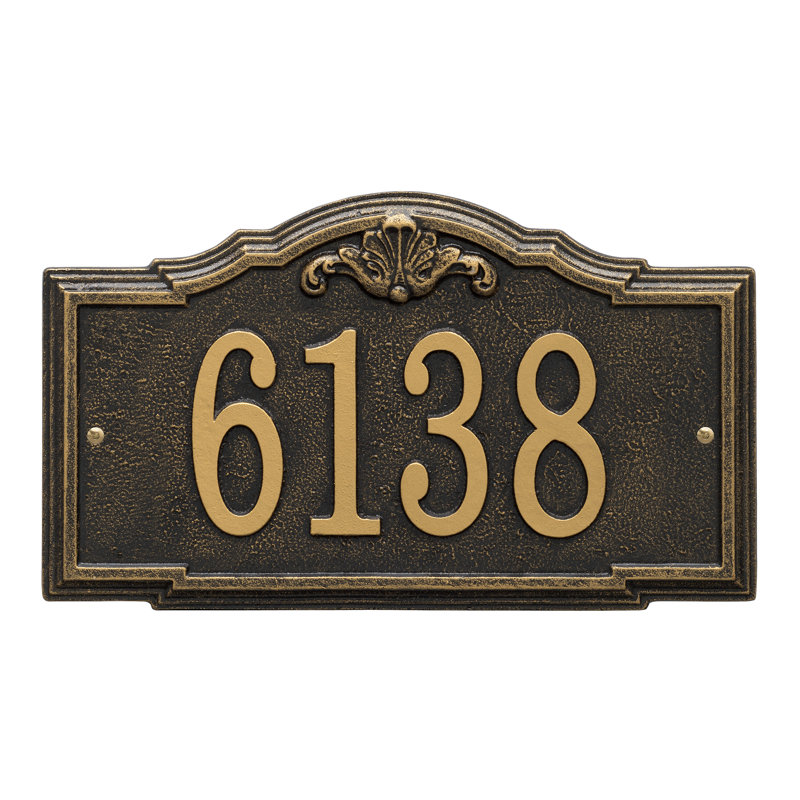 Gatewood Personalized Standard 1-Line Wall Address Plaque, Black/Gold, Yes
