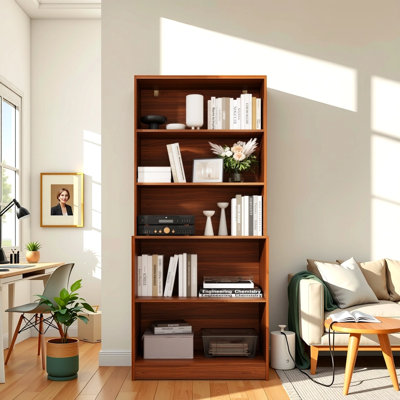 5 Tier Book Shelf,  71" H Large Bookcase, Standing Wood Display Book Shelf For Living Room, Office, Library