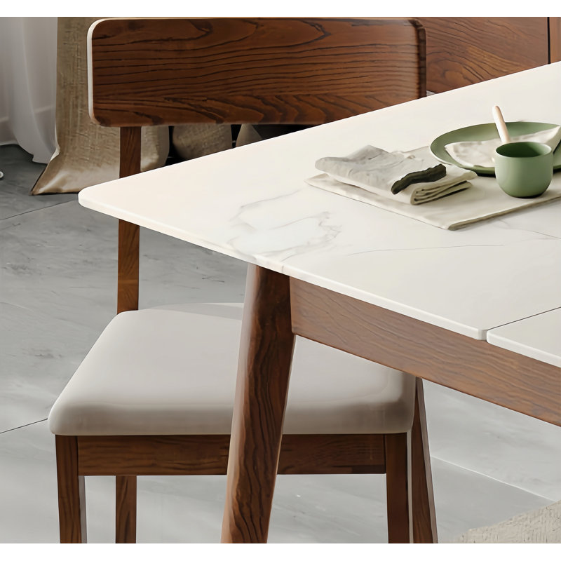 Modern Rock Slab Solid Wood Extendable Dining Table