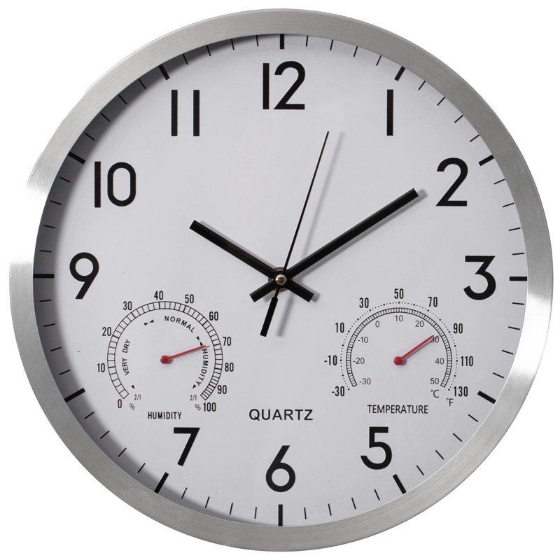 Horloge murale à quartz avec thermomètre et hygromètre Ebern Designs, Petit