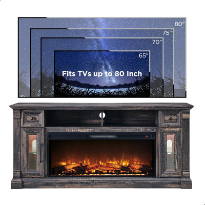 Diamandi Wood TV Stand with Fireplace