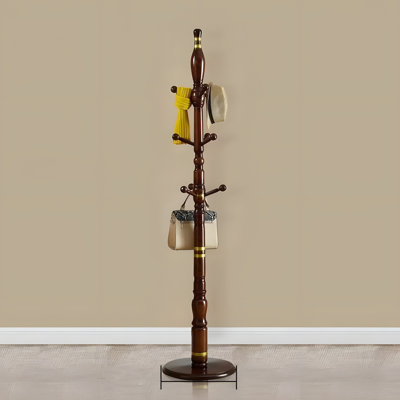 Premium Solid Wood Coat Rack Stand With Hooks For Hanging Clothes, Hats, Bags In Bedroom, Living Room Or Entryway