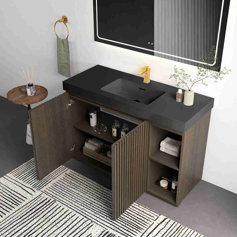 Meuble-lavabo moderne, Oak, Noir