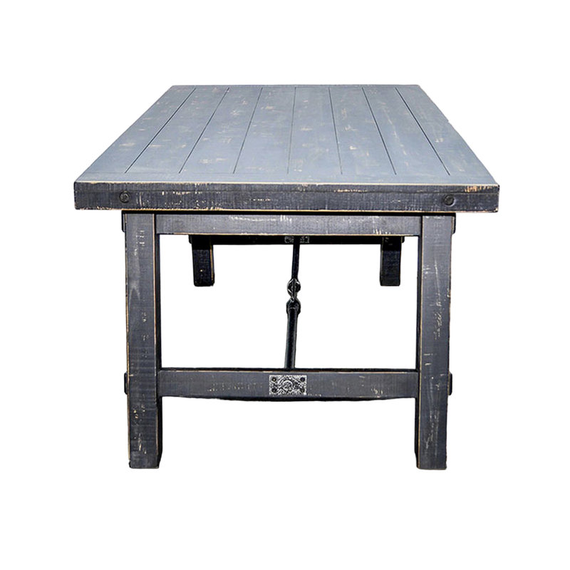 Black Mahogany Extendable Dining Table with Industrial Turnbuckles