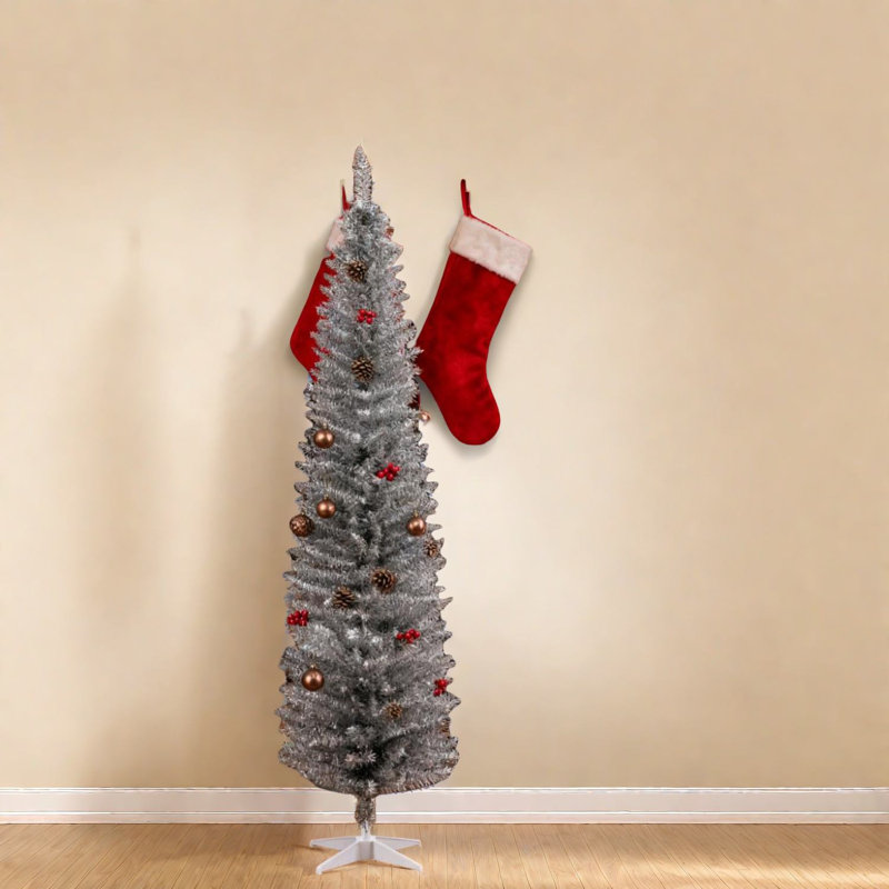 Arbres de Noël à crayons peu encombrants, plastique argenté, style moderne pour les réceptions en famille