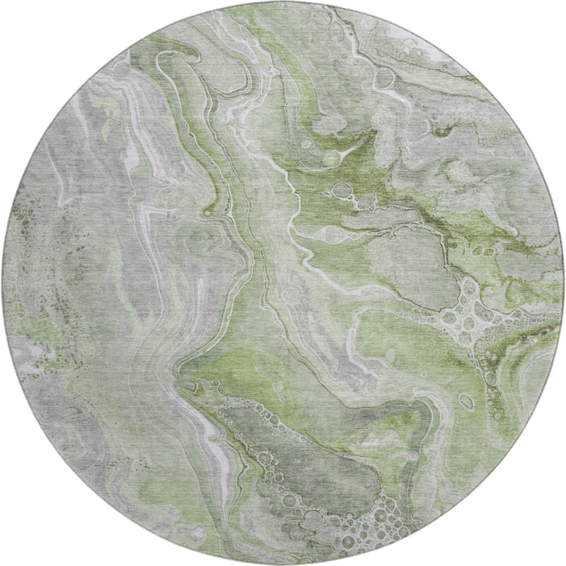 Premium Machine Washable Slesnick AMF1681 Abstract Rug, Round 8'