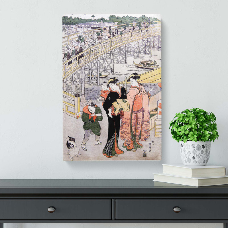 Women By Ryogoku Bridge by Utagawa Toyokuni - Wrapped Canvas Painting, 50cm H x 35cm W x 3cm D