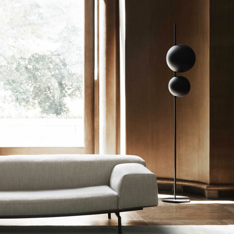 Superluna LED Floor Lamp, Matt Black, Anodic Brass