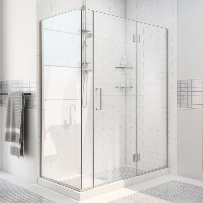 Unidoor-X 40.5" x 72" Hinged Shower Enclosure, Brushed Nickel