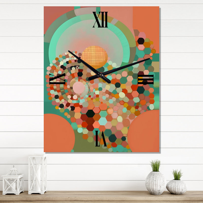 Crystalline Consciousness In Retro Tones - Horloge murale moderne géométrique, H 32 po x l 24 po x P 1 po
