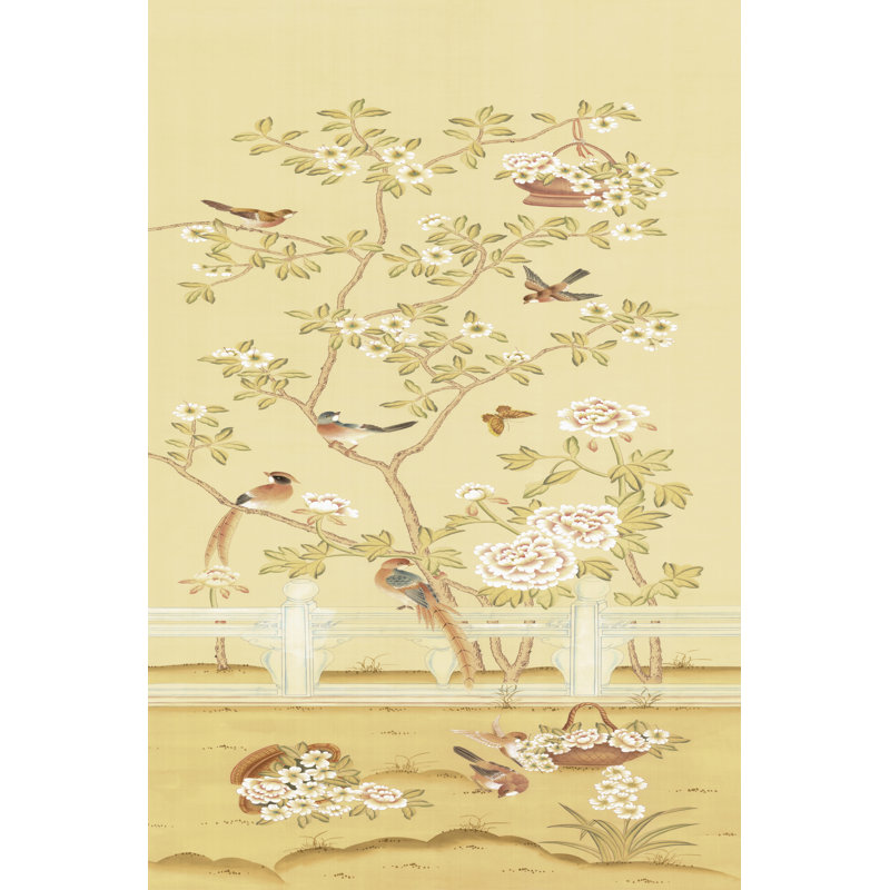 Adriana Chinoiserie In Jonquil II by Paul Montgomery - Wrapped Canvas Painting, 122cm H x 81cm W