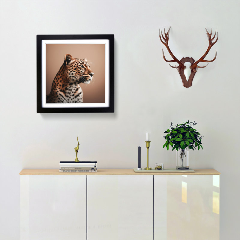 Leopard Minimalism - Framed Print, Black