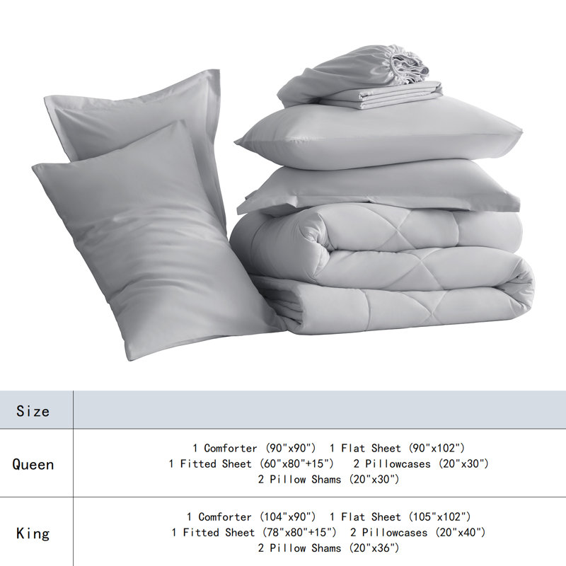Ensemble de literie pour grand lit 7 pièces doux et respirant, Grand (7 pièces), Gris clair
