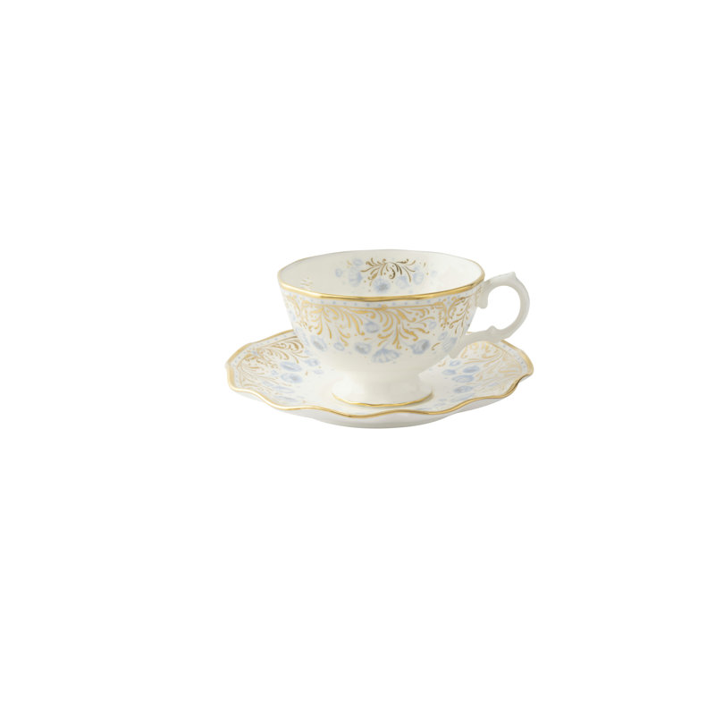 Royal Peony Bone China Teacup, Blue